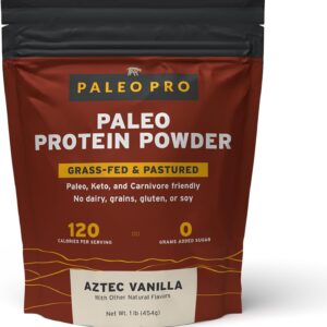 PaleoPro Protein Powder Grass-Fed, Pastured, Cage-Free Protein | Gluten Free, Dairy Free. No Sugar, Soy, Grains or Net Carbs | Paleo & Keto Friendly - Aztec Vanilla, 15 Servings