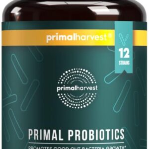 Primal Harvest PREbiotics and PRObiotics for Women & Men, 30 Oral Capsules for Gut Health, 12 Dynamic Strains
