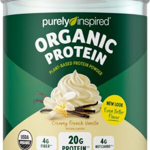 Purely Inspired Plant Based Organic Vegan Protein Powder for Women & Men 22g of Plant Protein Pea, Vanilla Protein Powder, 1.25 lb (16 Servings)