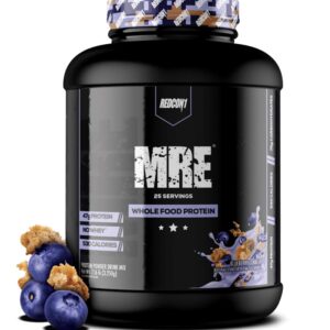 REDCON1 MRE Protein Powder, Blueberry Cobbler - Meal Replacement Protein Blend Made with MCT Oil & Whole Foods - Protein with Natural Ingredients to Aid in Muscle Recovery (25 Servings)