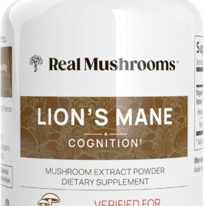 Real Mushrooms Lion’s Mane Capsules - Organic Lions Mane Mushroom Extract for Cognitive Function & Immune Support - Brain Mushroom Supplements for Memory and Focus - Vegan, 300 Caps