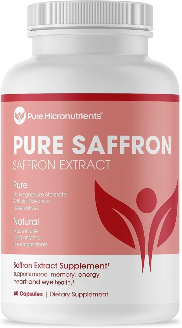 Saffron Supplements - 100% Pure Saffron Extract Capsules - Boost Energy & Mood, Support Eye & Heart Health