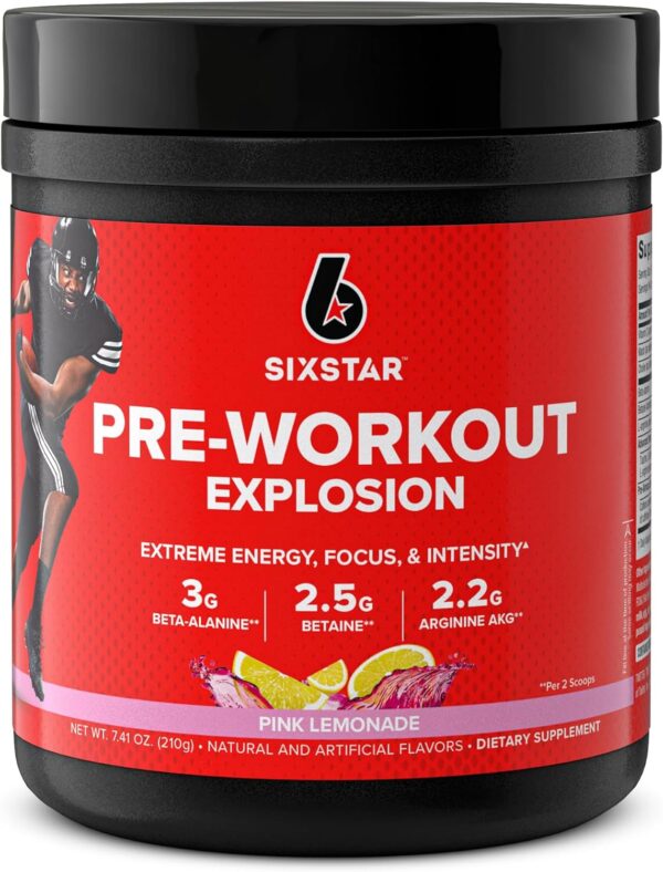 Six Star Pre Workout PreWorkout Explosion Pre Workout Powder for Men & Women PreWorkout Energy Powder Drink Mix Sports Nutrition Pre-Workout Products Pink Lemonade (30 Servings)