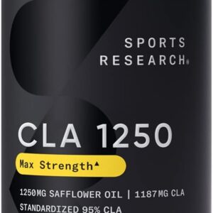Sports Research CLA - 1250mg with Active Conjugated Linoleic Acid for Men and Women | Non-GMO, Soy & Gluten Free - 95% (90 Softgels)