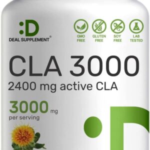 Ultra Strength CLA 3000mg | 240 Softgels, Active Conjugated Linoleic Acid from Non-GMO Safflower Oil, Non-Stimulating, Supports Weight Management | Lean Muscle Mass