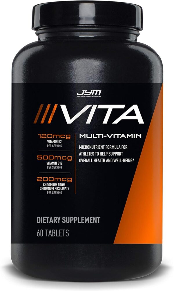 Vita JYM Sports Multivitamin & Mineral Support, Vitamin A, C, B6, B12, E, K, Boron, Biotin, Potassium | JYM Supplement Science | 60 Tablets