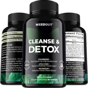 WEEDOUT Total Cleanse Detox Pills - Full Body Cleanser Detox - Fast Toxin Rid - Natural Liver Detox Cleanse & Repair - Urinary Tract Cleanse with Milk Thistle - Made in USA, 60 Capsules