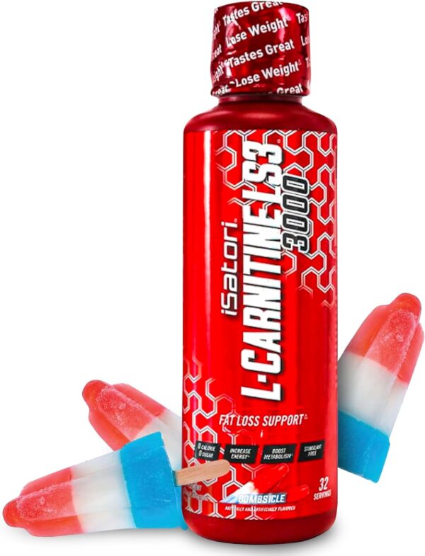 iSatori L-Carnitine LS3 3000, Bombsicle Flavor, Liquid L-Carnitine with Acetyl L-Carnitine, L-Carnitine L-Tartrate, Stimulant Free Pre Workout, No Calories, Sugar, Gluten, Keto-Friendly (32 Servings)