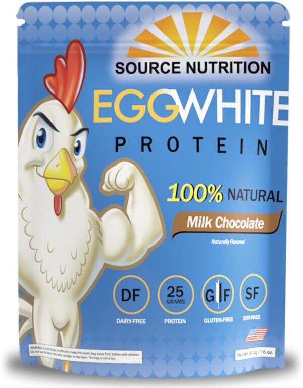 1 lb Egg White Protein Powder by Source Nutrition - 25 Grams Protein, Build Lean Muscle, Dairy Free - Milk Chocolate