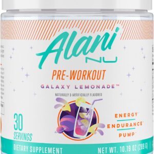 Alani Nu Pre Workout Powder | Amino Energy Boost | Endurance Supplement | Sugar Free | 200mg Caffeine | L-Theanine, Beta-Alanine, Citrulline | 30 Servings (Galaxy Lemonade)