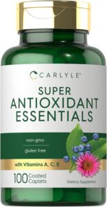  Antioxidants Supplement | 100 Caplets | Nutritional Complex | Vitamin A, C, E | Non-GMO, Gluten Free Formula | by Carlyle 