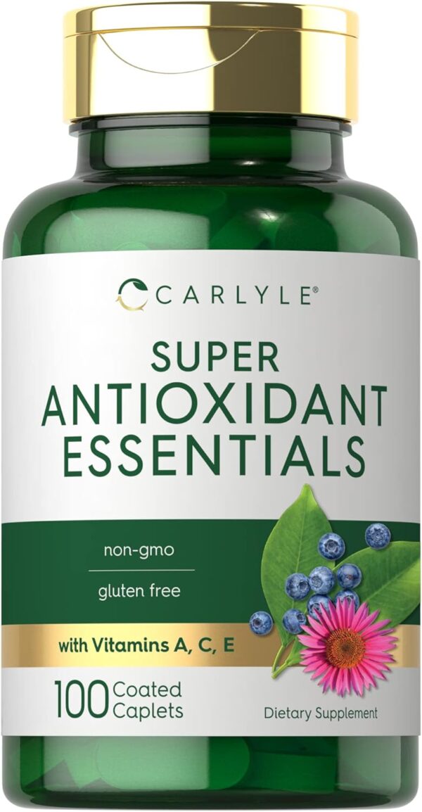 Antioxidants Supplement | 100 Caplets | Nutritional Complex | Vitamin A, C, E | Non-GMO, Gluten Free Formula | by Carlyle