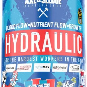 Axe & Sledge Supplements Hydraulic Stimulant-Free Pre-Workout Powder, ICEE Blue Raspberry, 40 Servings, (Pack of 1)