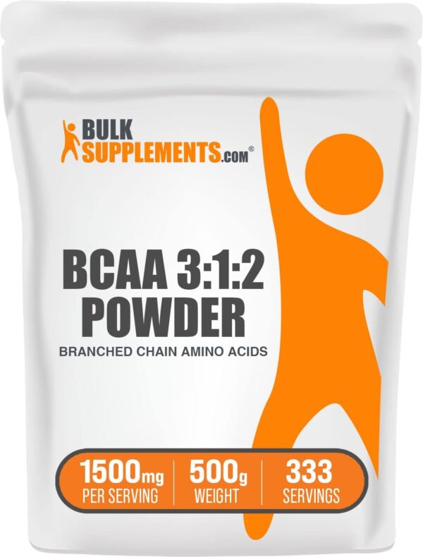 BULKSUPPLEMENTS.COM BCAA 3:1:2 Powder - Branched Chain Amino Acids, BCAA Supplements, BCAA Powder - BCAAs Amino Acids Powder, Unflavored, 1500mg per Serving - 333 Servings, 500g (1.1 lbs)