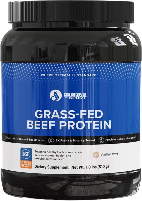Beef Protein Powder - NSF Certified for Sport Hydrolyzed Protein - Highly Absorbable with Amino Acids & Collagen Precursors - Bone Broth Protein for Athletes (Vanilla, 30 Servings)