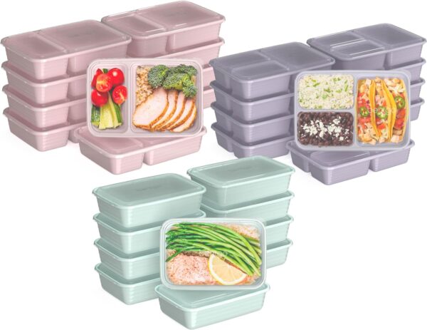 Bentgo® Prep 60-Piece Meal Prep Kit - Reusable Food Containers 1-Compartment, 2-Compartment, & 3-Compartments for Healthy Eating - Microwave, Freezer, & Dishwasher Safe (Floral Pastels)