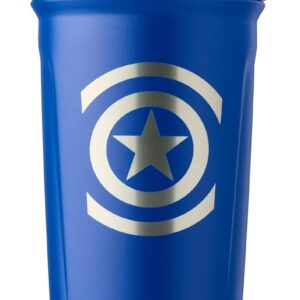 BlenderBottle Marvel Strada Shaker Cup Insulated Stainless Steel Water Bottle with Wire Whisk, 24-Ounce, Captain America Shield