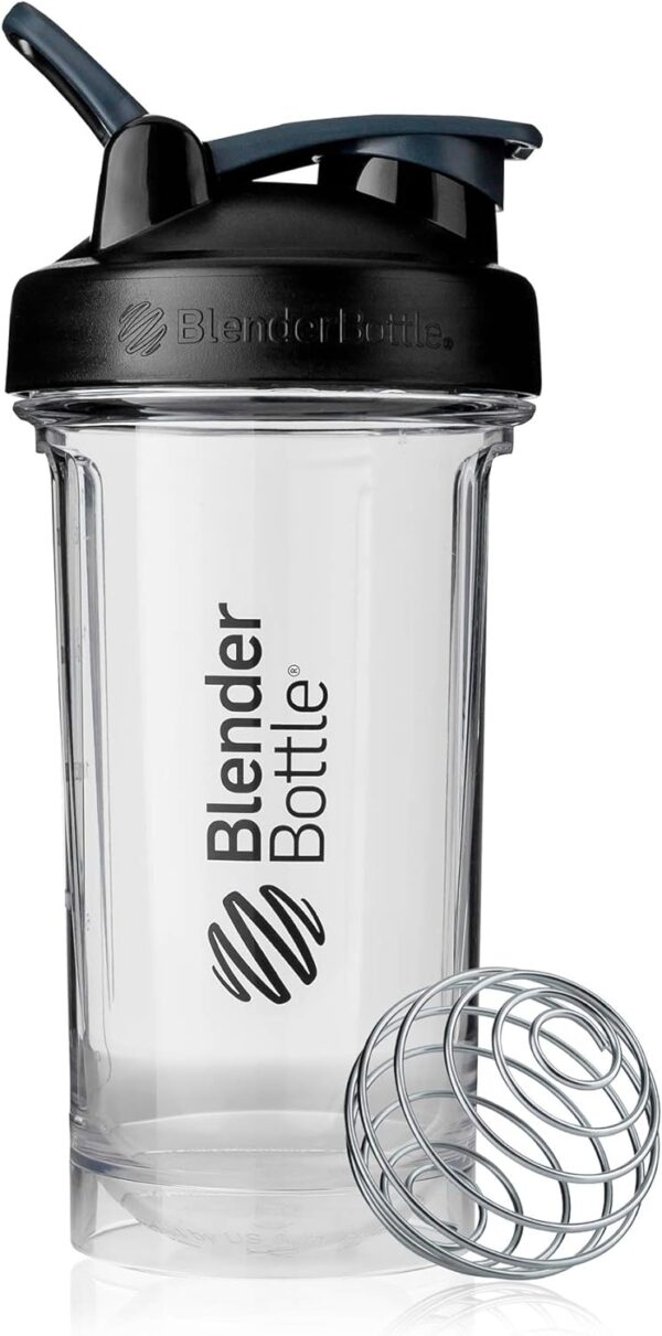 BlenderBottle Shaker Bottle Pro Series Perfect for Protein Shakes and Pre Workout, 24-Ounce, Black/Clear