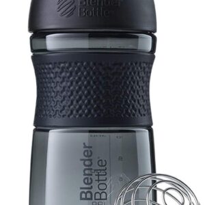 BlenderBottle SportMixer Shaker Bottle Perfect for Protein Shakes and Pre Workout, 20-Ounce, Black