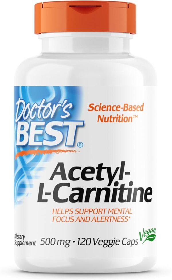 Doctor's Best Acetyl L-Carnitine, Help Boost Energy Production, Support Memory/Focus, Mood, Non-GMO, Vegan, Gluten Free, 120 Count (Pack of 1) (DRB-00152)