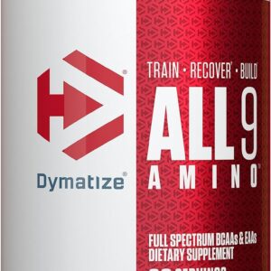Dymatize All9 Amino, 7.2g of BCAAs, 10g of Full Spectrum Essential Amino Acids Per Serving for Recovery and Muscle Protein Synthesis, Fruit Fusion Rush, 30 Servings, 15.87 Ounce