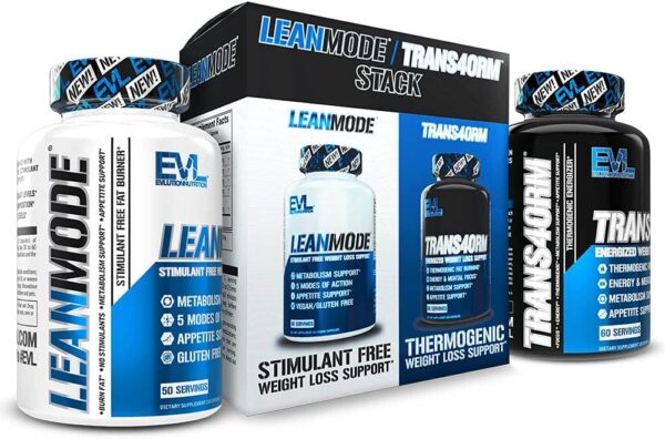 EVL Weight Loss Support Stack - Trans4orm Thermogenic Fat Burner Support Pills with Green Coffee Bean Extract and Forskolin Plus LeanMode Non-Stimulant Metabolism and Fat Loss Support Pills