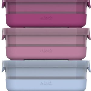 Ello 10 Pc BPA Free Plastic Meal Prep Container Set - 5 Pack with Silicone Boots, Airtight Lids, Dishwasher & Microwave Safe, Elderberry