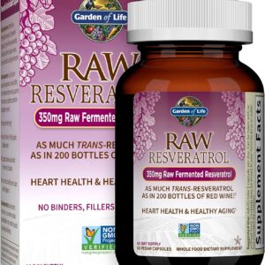 Garden Of Life Heart Resveratrol Supplement - Raw Whole Food Antioxidant Formula for Heart Health, 60 Capsules