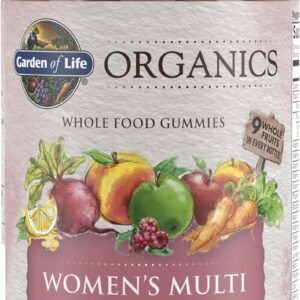 Garden of Life Organics Women's Gummy Vitamins - Berry - Certified Organic, Non-GMO, Vegan, Kosher Complete Multi - Methyl B12, C & D3 - Gluten, Soy & Dairy Free, 120 Real Fruit Gummies