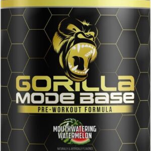 Gorilla Mode Base Pre Workout - Raises Nitric Oxide · Intense Focus & Drive · Endurance · Power - L-Citrulline, L-Tyrosine, Betaine, Alpha-GPC, Caffeine, Huperzine A - 360 Grams (Watermelon)