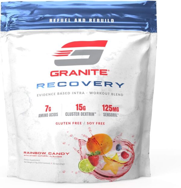 Granite® Recovery Intra-Workout (Rainbow Candy) | Max Performance & Muscle Growth. Improved Recovery & Stress | Essential Amino Acids + Cluster Dextrin + Sensoril | No Gluten or Soy | Made in USA