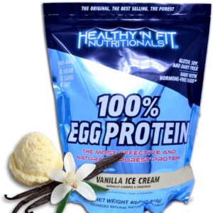 Healthy 'N Fit 100% Egg Protein- Vanilla (4lb): 100% Egg White Protein Plus Natural Peptides.-Naturally Sweetened, Pure, Keto, Paleo Friendly