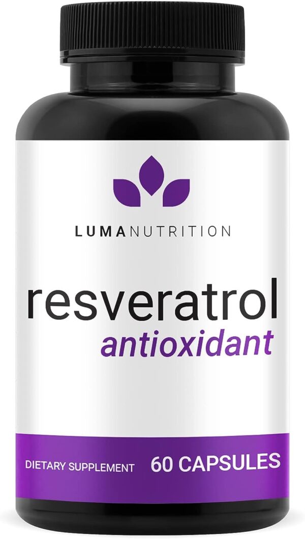 High Purity Resveratrol Capsules - 98% Trans-Resveratrol - Reservatrol Supplement - Antioxidant - USA - 60 Capsules