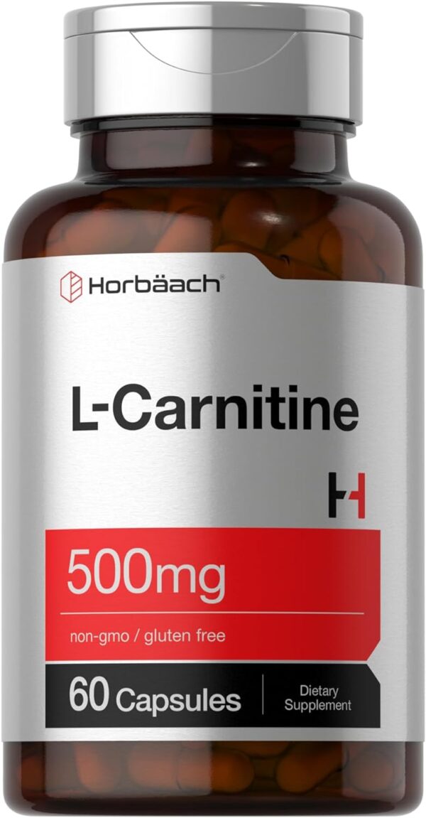 Horbaach L Carnitine Supplement 500mg | 60 Capsules | as L-Carnitine L-Tartrate | Non-GMO and Gluten Free