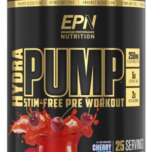 HydraPump | #1 New Stim Free Pre Workout Powder w/ Nitric Oxide Booster, Electrolytes & Nootropics | Pumps, Focus, Stamina, Muscle Growth, Hydration, Caffeine Free & Non Stimulant - Cherry Blast