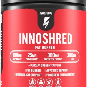 Inno Shred - Day Time Fat Burner | 100mg Capsimax, Grains of Paradise, Organic Caffeine, Green Tea Extract, Appetite Suppressant, Weight Loss Support (60 Veggie Capsules) | (with Stimulant)