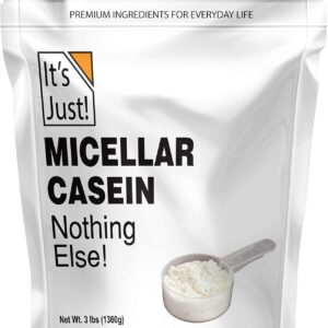 It's Just! - 100% Casein Protein Powder, Made in USA, One Ingredient, Slow Burning, Time Release, 6.9g BCAAs, 1g Carb, Non-GMO (Unflavored, 3lbs/48oz)