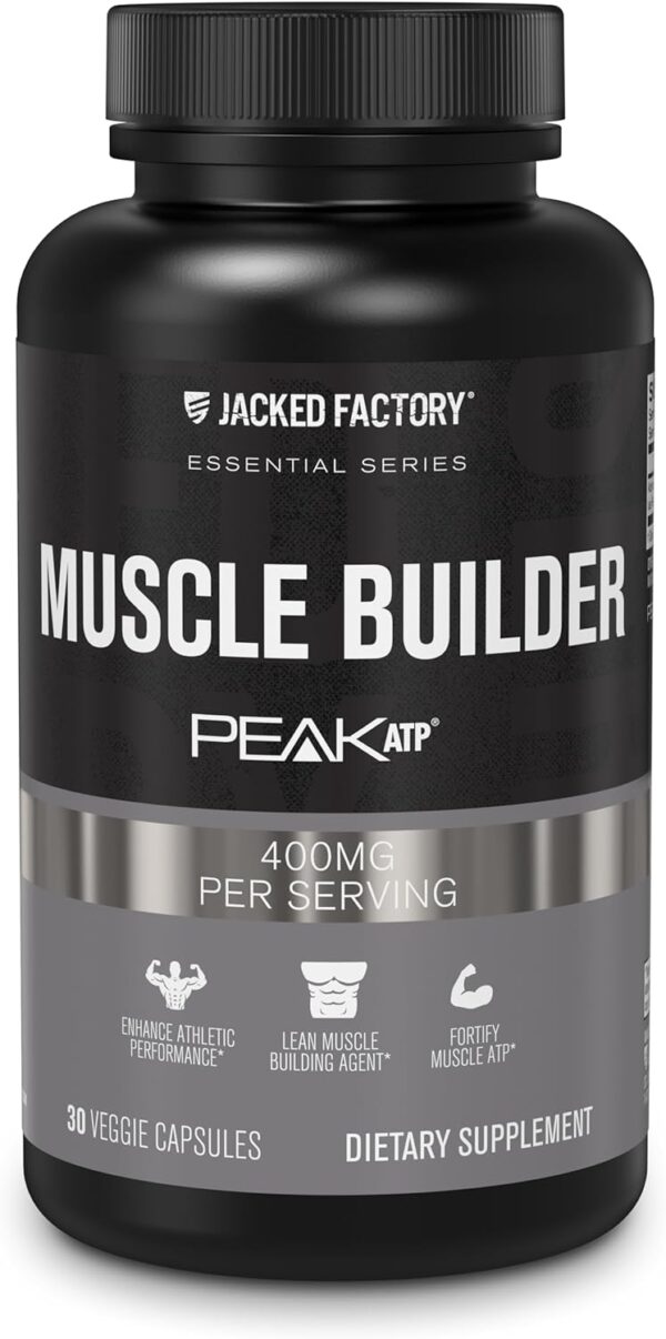 Jacked Factory Essentials Muscle Builder - Daily Muscle Builder for Men with Peak ATP to Support Lean Muscle Gain, Enhance Athletic Performance, & Fortify ATP Levels for Muscle Growth - 30 Capsules