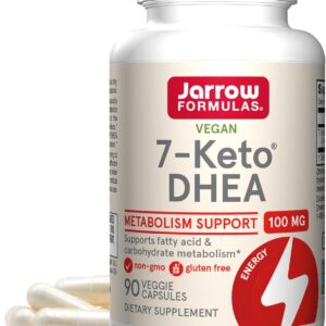 Jarrow Formulas 7-Keto DHEA 100 mg - Up to 90 Servings (Veggie Caps) Dietary Supplement - Carbohydrate Metabolism Support - Non-GMO - Gluten Free - Vegan