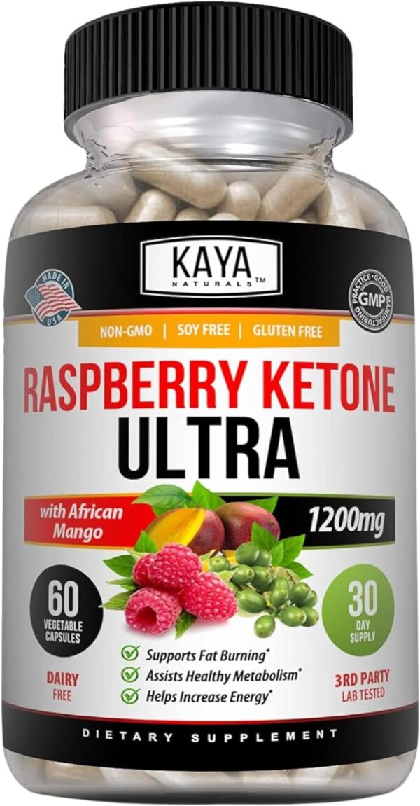 Kaya Naturals Keto Diet Raspberry Ketone - Weight Loss Supplement, Appetite Control, Boost Metabolism - 60 Count