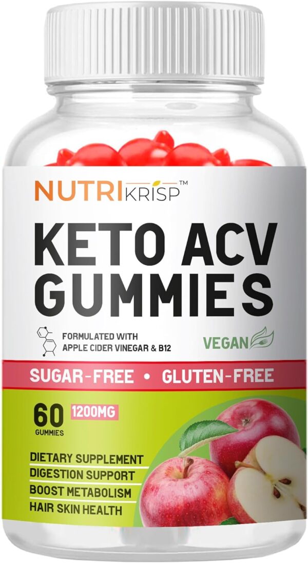 Keto ACV Gummy for Advanced Weight Loss & Rapid Belly Fat Burn - Sugar Gluten Free Pro Active Super Apple Cider Vinegar Diet Supplement for Men Women - Support Digestion Metabolism Hair Skin (1200MG)
