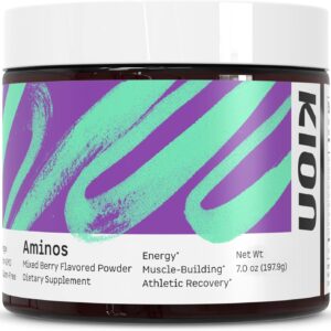 Kion Aminos Essential Amino Acids Powder Supplement | The Building Blocks for Muscle Recovery, Reduced Cravings, Better Cognition, Immunity, and More | 30 Servings (Mixed Berry)