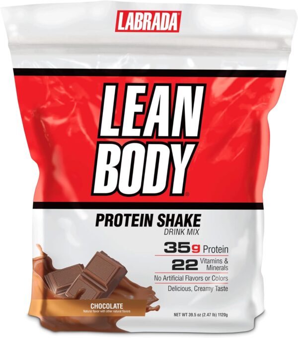 Labrada Nutrition Lean Body Hi-Protein Meal Replacement Shake, Chocolate, 2.47 Pound Tub(Pack of 1)