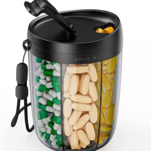 Large Supplement Organizer Bottle, Holds Plenty of Vitamins in 1 Monthly Pill Dispenser with Anti-Mixing & Wide Openings Design, Easy to Retrieve Meds, Includes 20 Pcs Stick-on Labels