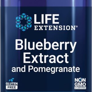 Life Extension Blueberry Extract & Pomegranate – Antioxidants Supplement with Wild Blueberry & Pomegranate Polyphenols for Brain and Heart Health - Gluten-Free, Non-GMO, Vegetarian – 60 Capsules