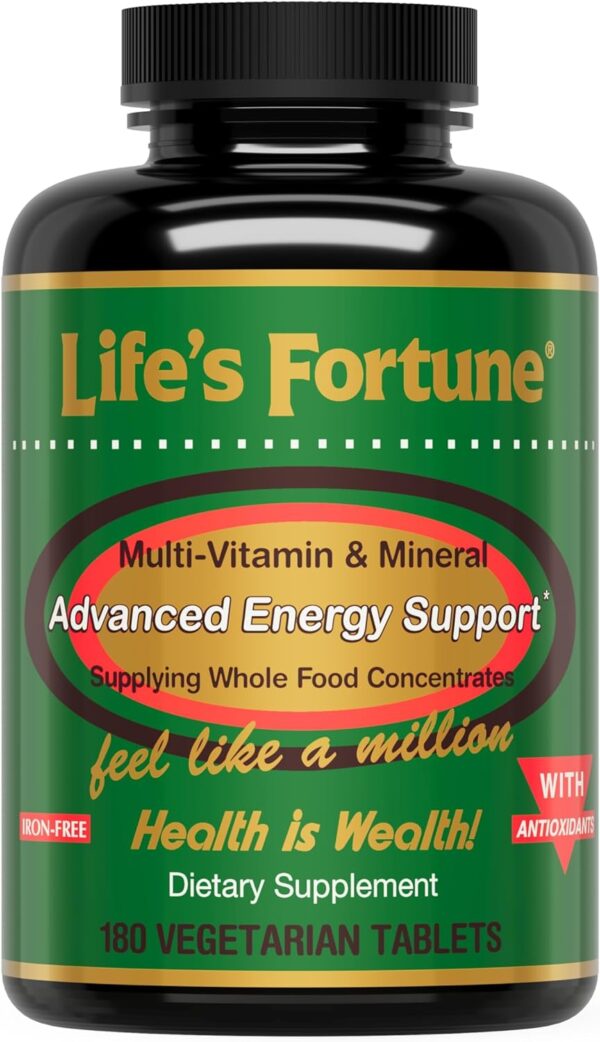 Life's Fortune Multivitamin & Mineral 180 Tablets, All Natural Energy Source Supplying Whole Food Concentrates, Antioxidants, Amino Acids, Enzymes, Trace Minerals & More