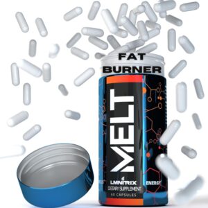 MELT - Best Thermogenic Fat Burner for Men & Women - Appetite Suppressant Pills for Fast Weight Loss - Energy Booster and Mental Focus Supplement - 60 caps