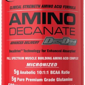 MuscleMeds Amino DECANATE, Intra, Post Workout Drink, Full Spectrum Amino Acid Complex, Leucine, Muscle Recovery, Fruit Punch, 30 Servings