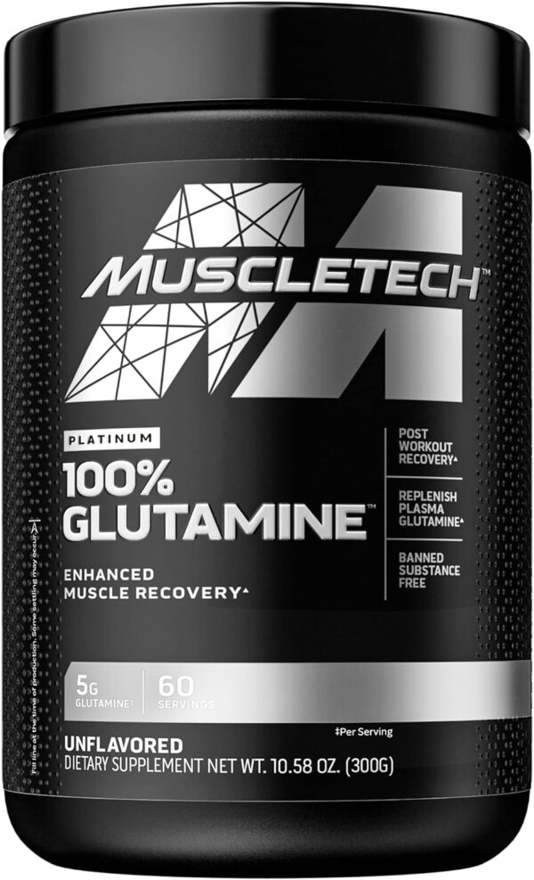 Glutamine Powder | MuscleTech 100% Pure L Glutamine Powder | Post Workout Recovery Drink | L-Glutamine Powder for Men & Women | Muscle Recovery | Unflavored (60 Servings)