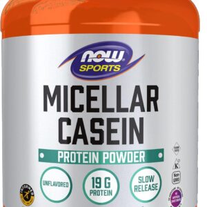 NOW Sports Nutrition, Micellar Casein 19 g, Slow Release, Unflavored Powder, 1.8-Pound